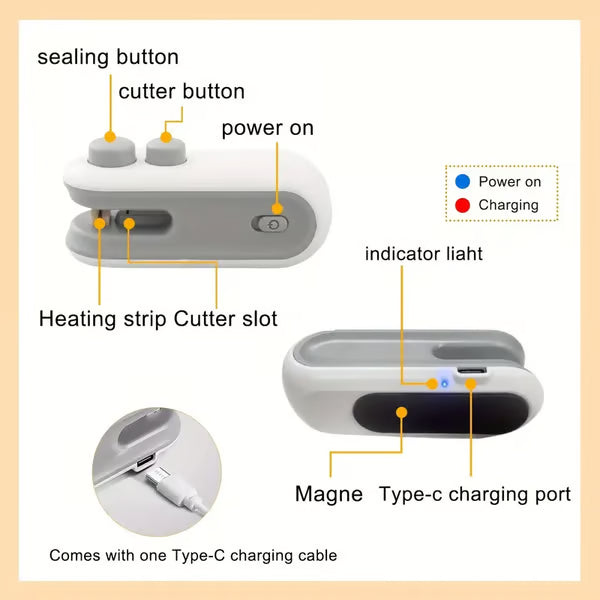 Mini Sealer Small Household Hand Pressure Sealer Portable Snack Plastic Bag Heat Sealing Machine