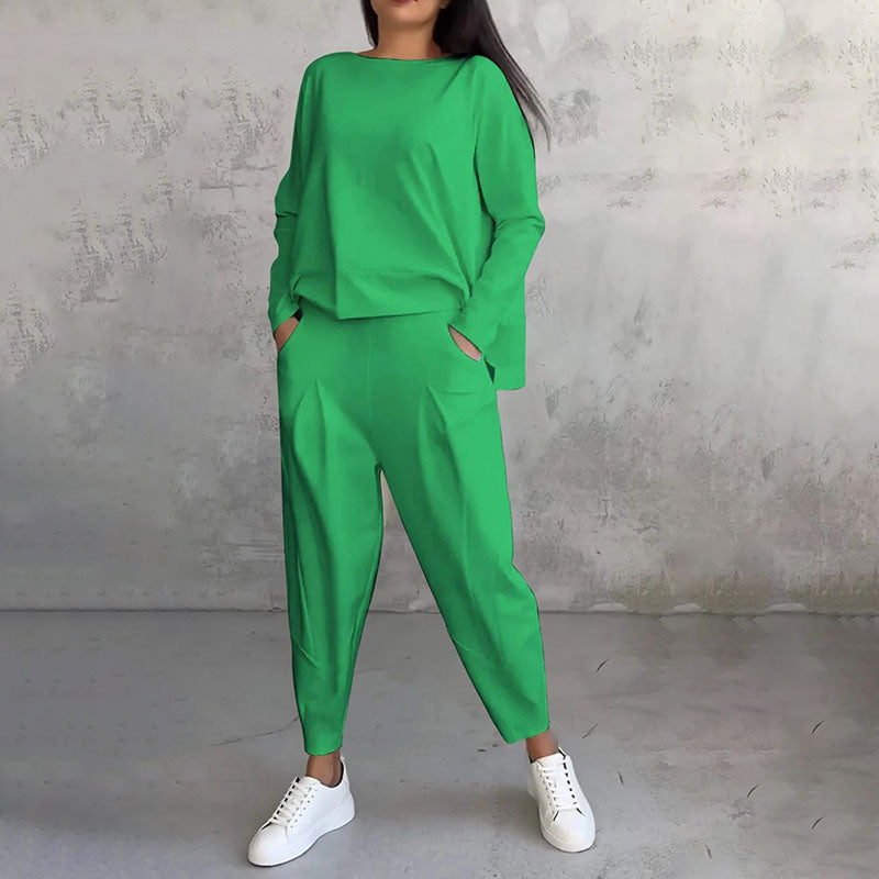 🔥Summer Sale🔥Round-Neck Long-Sleeved Top & Pants 2-Piece Set