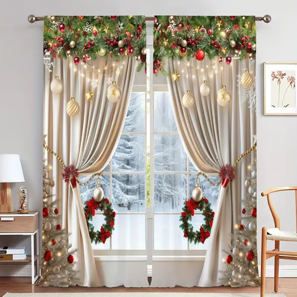 🎄Christmas Window Curtains 2-Piece Set for Home Decor