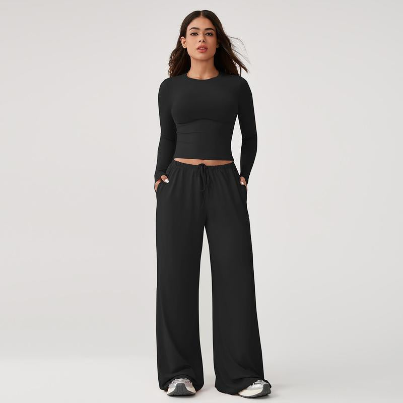 🎁 Hot Sale 49% OFF 🔥Crop Top Straight Leg Pants 2-Piece Lounge Set