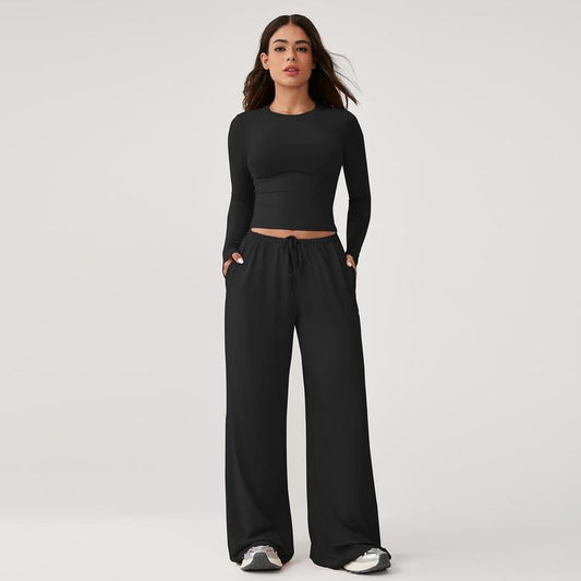 🎁 Hot Sale 49% OFF 🔥Crop Top Straight Leg Pants 2-Piece Lounge Set
