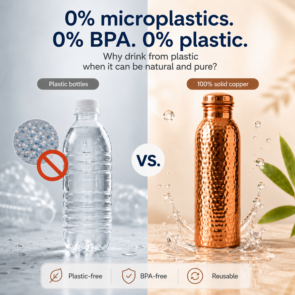 💧Premium Water Bottle Made of 100% Solid Copper – Plastic-Free and Inspired by Ayurveda