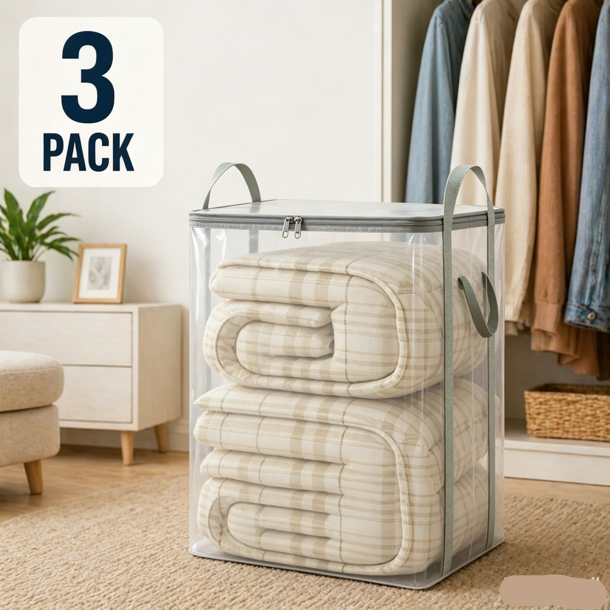 🎁 2026 Sale 50% OFF📦Large Heavy-Duty Thick Plastic Clear Storage Bag for Clothes, Moving & Storage