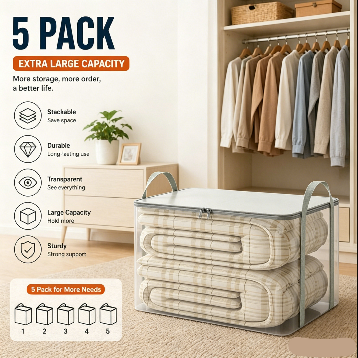 🎁 2026 Sale 50% OFF📦Large Heavy-Duty Thick Plastic Clear Storage Bag for Clothes, Moving & Storage