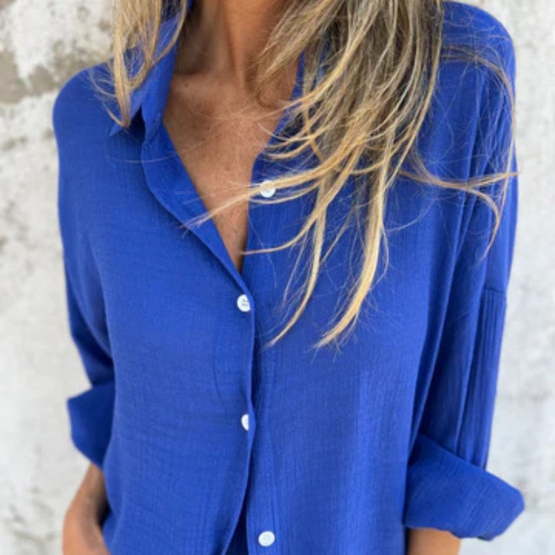 ✨Long Sleeve Shirt & Shorts Set: Women's Casual 2-Piece, Soft Fabric for All-Day Wear