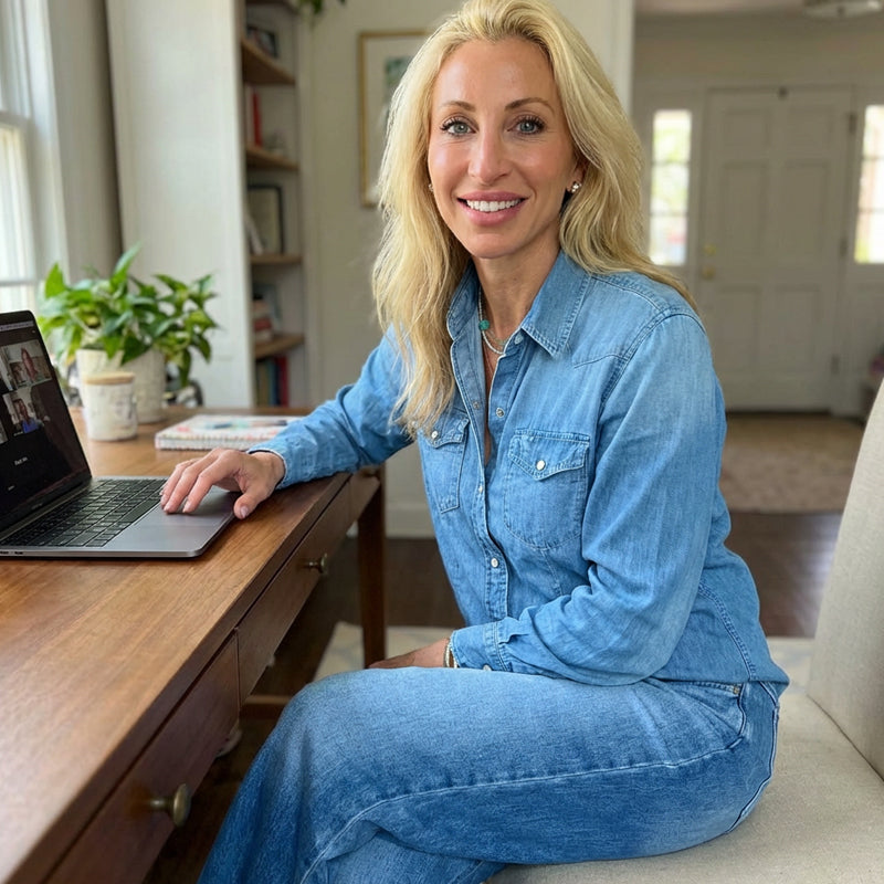Women's Faux Denim Pajama 2-Piece Set
