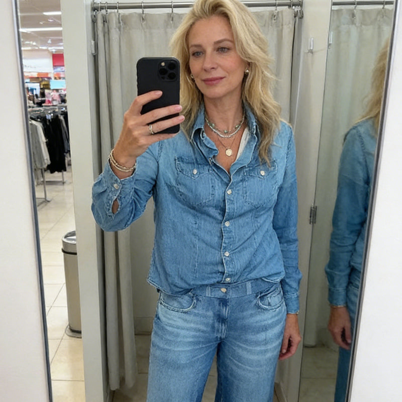 Women's Faux Denim Pajama 2-Piece Set