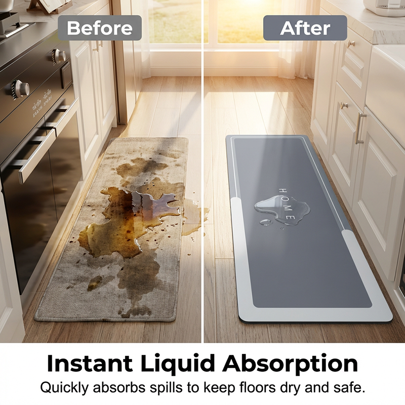 Quick-Dry Diatomaceous Earth Kitchen Mat Set